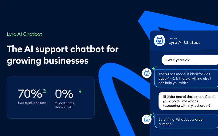 Tidio's Lyro AI Chatbot answering a shopper in its chat widget